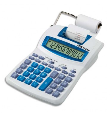 IBICO Calculatrice imprimante semi-professionnelle à 12 chiffres 1214X, coloris gris et bleu