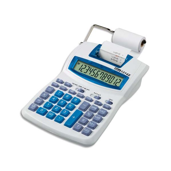 IBICO Calculatrice imprimante semi-professionnelle à 12 chiffres 1214X, coloris gris et bleu