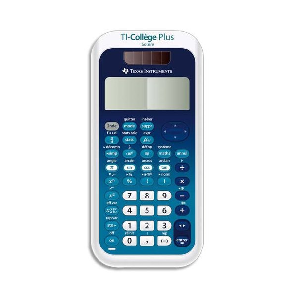 TEXAS INSTRUMENTS Calculatrice scientifique TI Collège Plus Solaire, coloris bleu