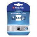 VERBATIM Carte Micro SDXC 64Go + adaptateur Class 10/U1 44084 + redevance