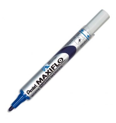 PENTEL Marqueur effaçable sec tableaux blanc pointe ogive moyenne encre liquide base alcool bleue MAXIFLO