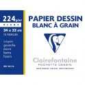 CLAIREFONTAINE Pochette de 12 feuilles papier dessin blanc 24 x 32 cm 224g
