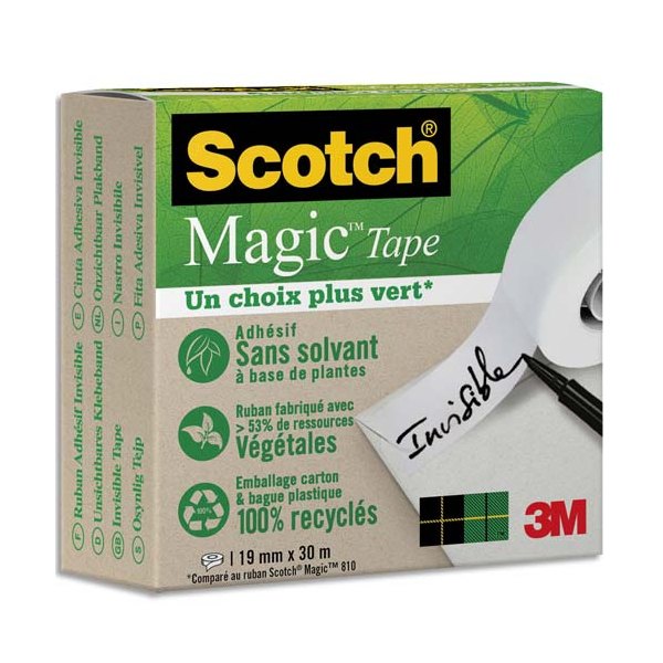 SCOTCH Ruban Scotch Magic Tape Recyclé en boîte individuelle, 19 mm x 30 m