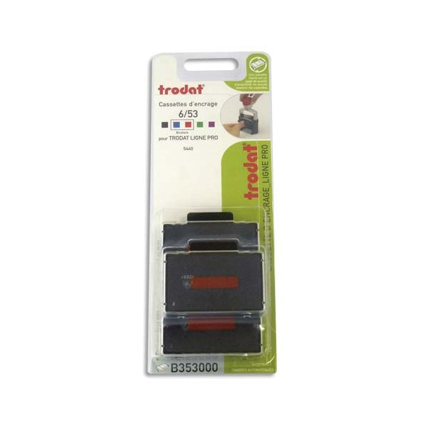 TRODAT Blister de 3 cassettes 6/53/2 bleue/rouge pour appareils Trodat métal Line 4203
