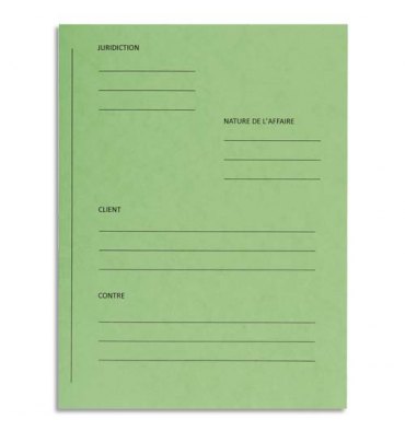 EXACOMPTA Paquet de 25 dossiers de plaidoirie pré-imprimés, en carte 265g, coloris vert