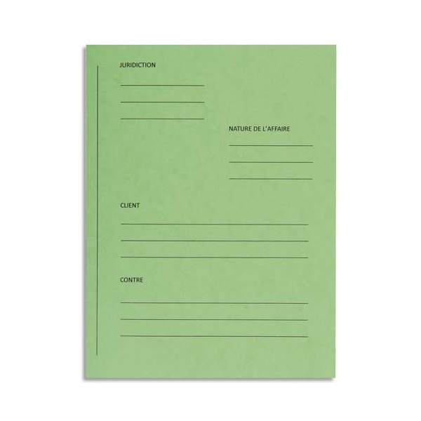 EXACOMPTA Paquet de 25 dossiers de plaidoirie pré-imprimés, en carte 265g, coloris vert
