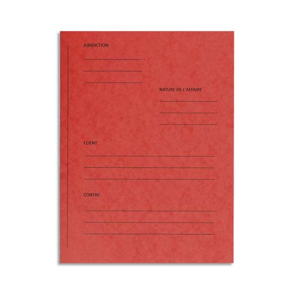 EXACOMPTA Paquet de 25 dossiers de plaidoirie pré-imprimés, en carte 265g, coloris rouge