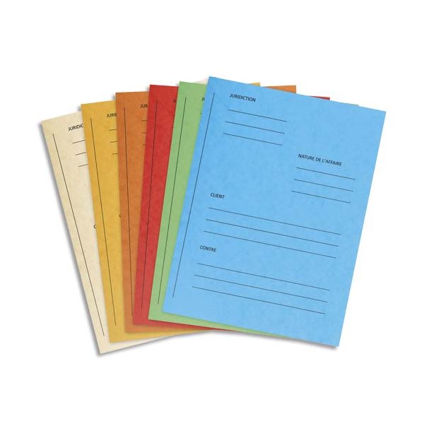 EXACOMPTA Paquet de 25 dossiers de plaidoirie pré-imprimés, en carte 265g, coloris assortis