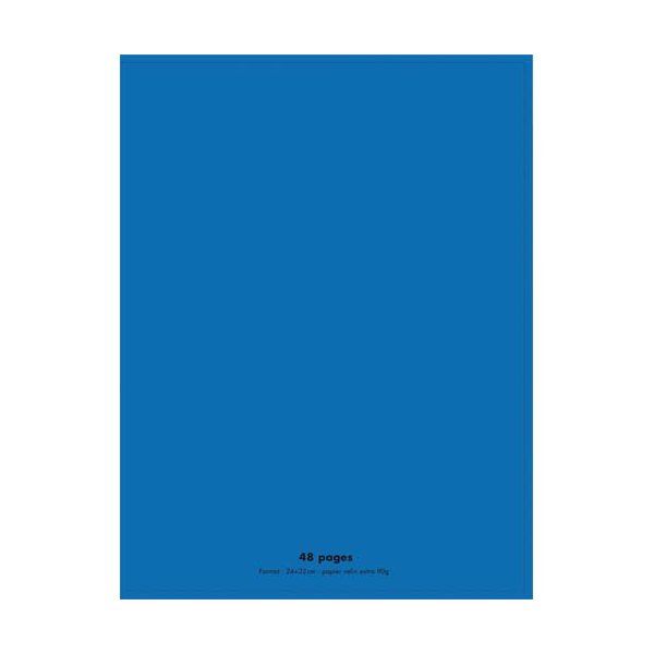 CONQUERANT Cahier piqûre 48 pages 90g Seyès 24 x 32 cm. Couverture polypropylène bleu