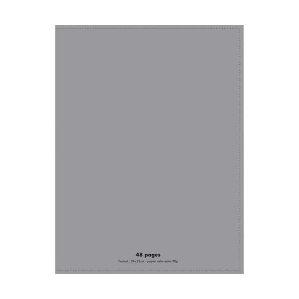 CONQUERANTCahier piqûre 48 pages 90g Seyès 24 x32 cm. Couverture polypropylène gris
