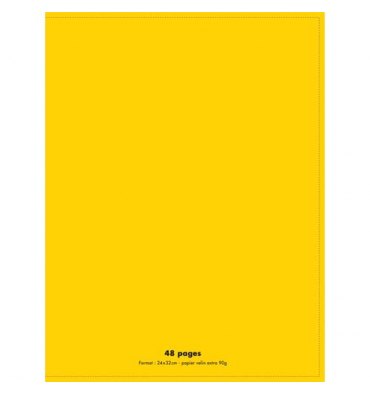 CONQUERANT Cahier piqûre 48 pages 90g Seyès 24 x 32 cm. Couverture polypropylène jaune
