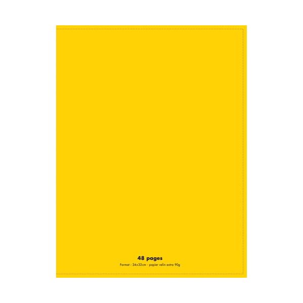 CONQUERANT Cahier piqûre 48 pages 90g Seyès 24 x 32 cm. Couverture polypropylène jaune