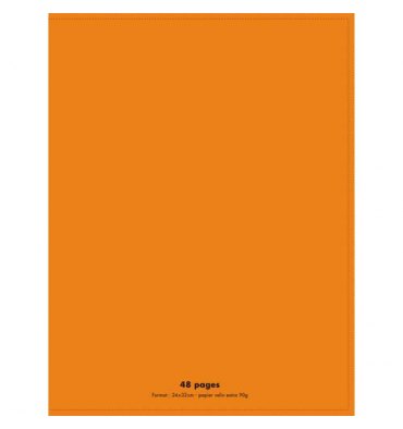 CONQUERANT Cahier piqûre 48 pages 90g Seyès 24 x 32 cm. Couverture polypropylène orange