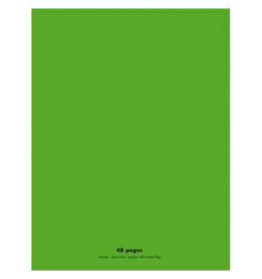 CONQUERANT Cahier piqûre 48 pages 90g Seyès 24 x 32 cm. Couverture polypropylène vert