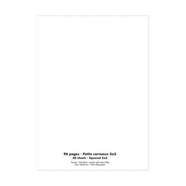 CONQUERANT Cahier piqûre 96 pages 90g 5x5 24 x 32 cm. Couverture polypropylène incolore
