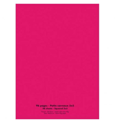 CONQUERANT Cahier piqûre 96 pages 90g 5x5 24 x 32 cm. Couverture polypropylène rose
