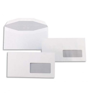 GPV Boîte de 1000 enveloppes mise sous pli 114 x 229 mm blanches fenêtre 35 x 100 mm 80g