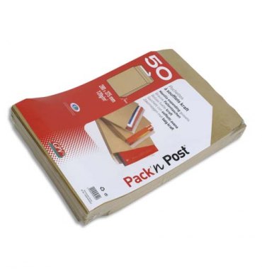 GPV Paquet de 50 pochettes kraft à soufflet 120g, format 26, 275 x 365 mm