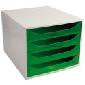 EXACOMPTA Module de classement ECO 4 tiroirs gris vert translucide - 28,4 x 23,4 x 34,8 cm