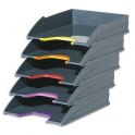 DURABLE Set de 5 corbeilles à courrier Varicolor - 25,5 x 5,5 x 33 cm coloris assortis