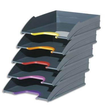 DURABLE Set de 5 corbeilles à courrier Varicolor - 25,5 x 5,5 x 33 cm coloris assortis