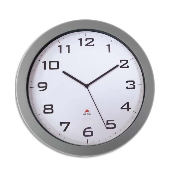 ALBA Horloge murale Hobig/Horissimo silencieuse grand format-pile AA non fournie - Diam 38 cm - métal
