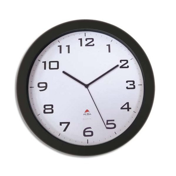 ALBA Horloge murale Horissimo silencieuse grand format à pile 1AA non fournie - D38 cm, P5,11 cm noir