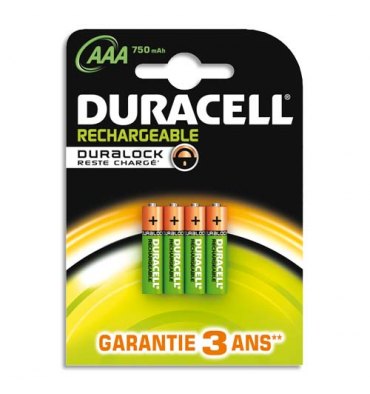 DURACELL Blister de 4 accus rechargeables 1,2V AAA HR3 750 mAh