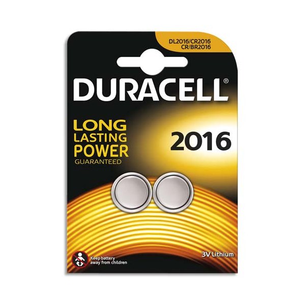 DURACELL Blister de 2 piles 2016 Lithium Duralock pour appareils électroniques