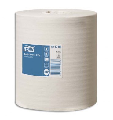 TORK Lot de 6 Bobines papier d'essuyage Basic à dévidage central M2 160m Format prédécoupé 20 x 35 cm blanc