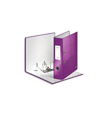 LEITZ Classeur à levier 180° WOW en carton pelliculé, dos 8 cm, coloris violet