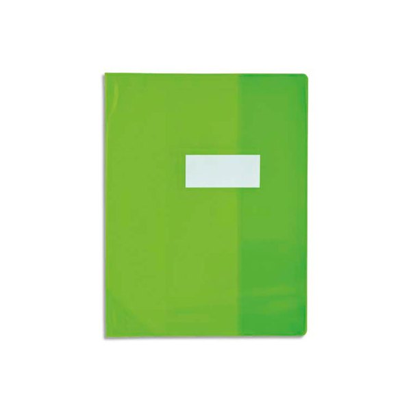 OXFORD Protège-cahier 24 x 32 cm Strong Line cristal + renforcés 30/100e. Coloris vert