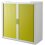 PAPERFLOW Armoire basse démontable EasyOffice corps polystyrène teinté blanc et rideau vert