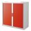 PAPERFLOW Armoire basse démontable EasyOffice corps polystyrène teinté blanc et rideau rouge