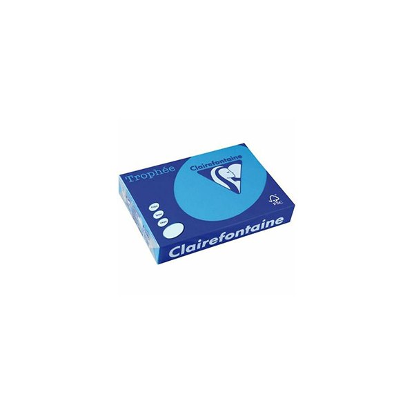 CLAIREFONTAINE Ramette de 500 feuilles papier couleur TROPHEE 80g A3 bleu turquoise