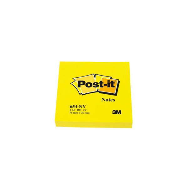 POST-IT Bloc néon repositionnable de 100 feuilles 76 x 76 mm jaune