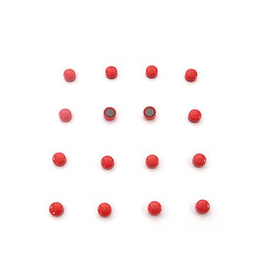 5 ETOILES Boîte de 16 aimants 9 mm ronds rouge