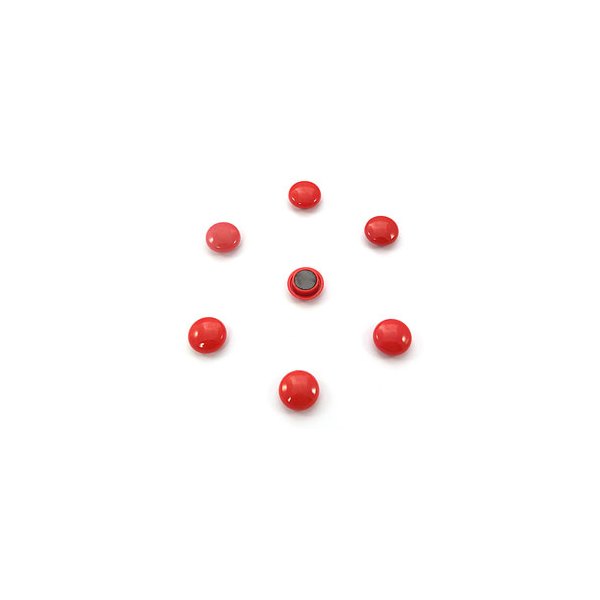 5 ETOILES Boîte de 7 aimants 20 mm ronds rouge