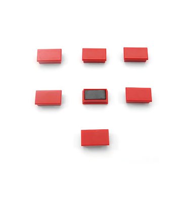 5 ETOILES Plaquette de 7 aimants rectangulaires 1,2 x 2,5 cm Rouge