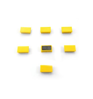 5 ETOILES Plaquette de 7 aimants rectangulaires 1,2 x 2,5 cm jaune