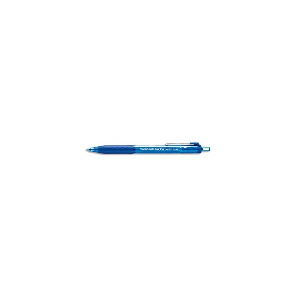 PAPERMATE Stylo bille rétractable avec grip et clip métal, pointe moyenne, corps triangulaire, encre bleue