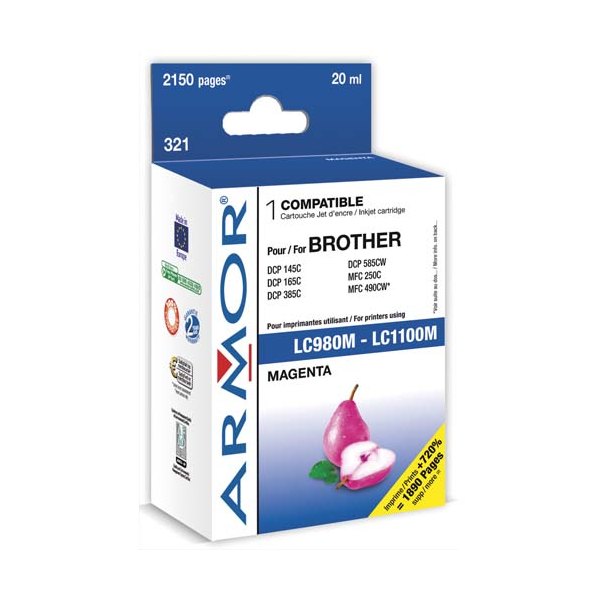 ARMOR Cartouche compatible jet d'encre magenta BROTHER LC980/1100M