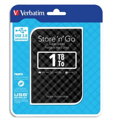 VERBATIM Disque dur 2,5" USB 3.0 Store’N’Go Style 1To Noir 53194 + redevance
