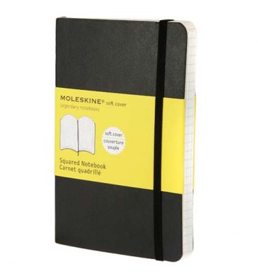 MOLESKINE Carnet de notes couverture souple 9 x 14 cm 192 pages quadrillées 5x5. Coloris noir