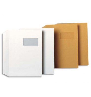 GPV Boîte de 250 enveloppes 229 x 324 mm blanches 100g auto-adhésives fenêtre 50 x 100 mm Qualité+
