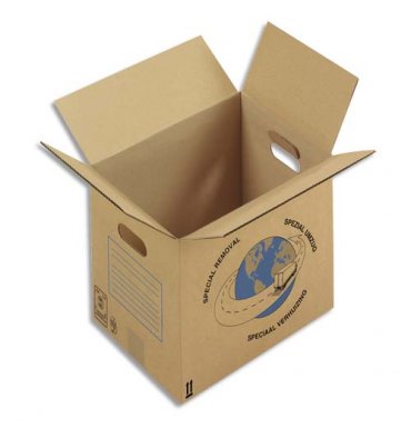 EMBALLAGE Paquet de 20 caisses déménagement simple cannelure en kraft écru - Dimensions : 55 x 35 x 30 cm