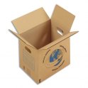 EMBALLAGE Paquet de 20 Caisses déménagement à poignées, carton brun simple cannelure 35 x 30 x 27,5 cm 
