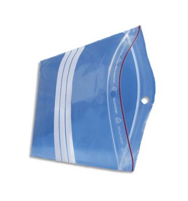 EMBALLAGE Boîte de 1000 Sachets plastique zip transparent bandes blanches 60 microns 32 cm ouverture 23 cm 