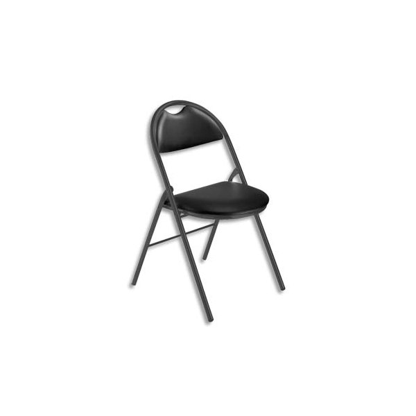 NOWY STYL Chaise pliante Arioso en simili cuir noir, 4 pieds tube époxy noir avec patins de protecti