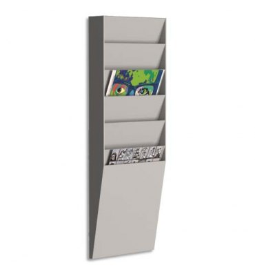 PAPERFLOW Trieur vertical 6 cases A4, coloris gris - 23,6 x 71,2 x 8,3 cm